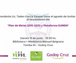 Godoy Cruz presenta su Plan de Metas 2016-2020 y  SUMEN el próximo 15 de Junio