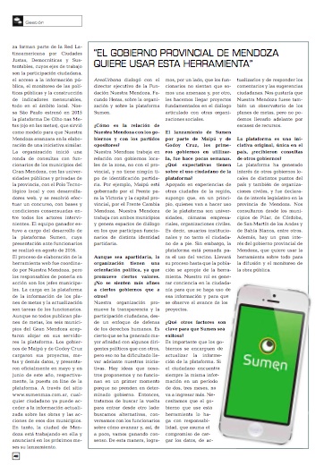 SUMEN en Revista Área Urbana: Plataforma de monitoreo de políticas públicas en Mendoza