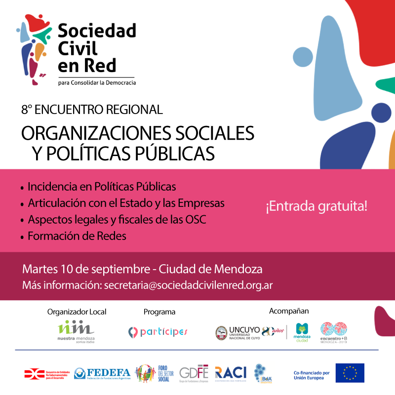 Llega a Mendoza el Encuentro Regional “Sociedad Civil en Red”